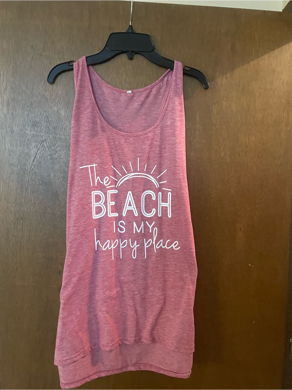 Women's Pink Graphic Tank - 'The Beach Is My Happy Place'